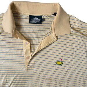 Masters Clubhouse Collection Polo Shirt XXL Yellow Blue Striped Made in Italy‎